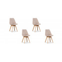 Lot de 4 chaises scandinaves en tissu beige - Bjorn