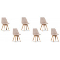 Lot de 6 chaises scandinaves tissu beige - Bjorn