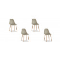 Lot de 4 chaises scandinaves beiges - Ela