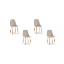 Lot de 4 chaises scandinaves tissu beiges - Ela