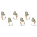 Lot de 6 chaises scandinaves beiges - Ela