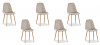 Lot de 6 chaises scandinaves tissu beiges - Ela