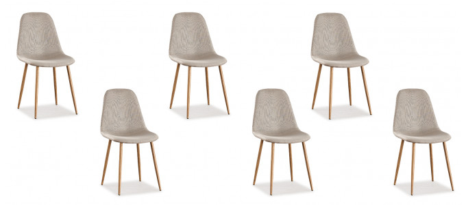 Lot de 6 chaises scandinaves tissu beiges - Ela