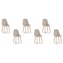 Lot de 6 chaises scandinaves tissu beiges - Ela