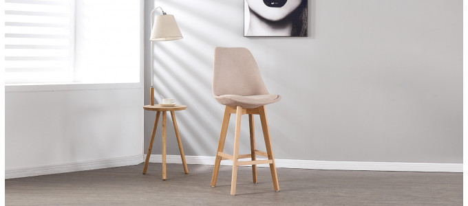 Tabouret de bar scandinave tissu beige - Gotteborg