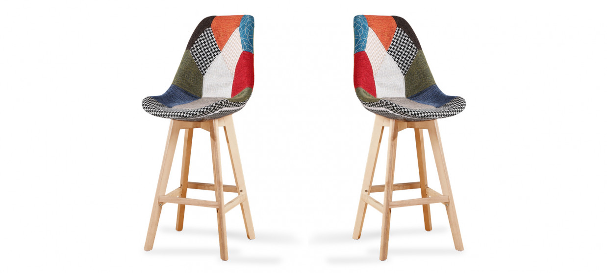 Lot de 2 tabourets de bar scandinaves Patchwork - Gotteborg