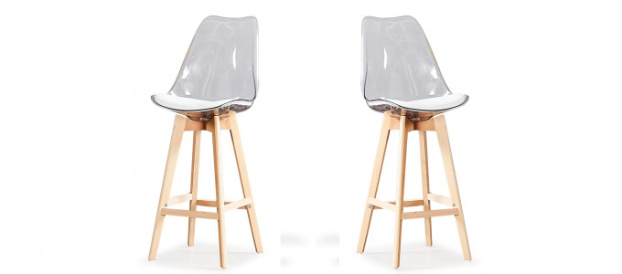 Lot de 2 tabourets de bar scandinaves transparents - Gotteborg