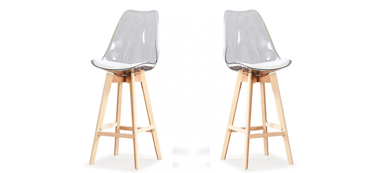 Lot de 2 tabourets de bar scandinaves transparents - Gotteborg