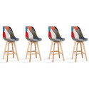 Lot de 4 tabourets de bar scandinaves Patchwork - Gotteborg