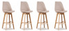 Lot de 4 tabourets de bar scandinaves tissu beige - Gotteborg