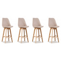 Lot de 4 tabourets de bar scandinaves tissu beige - Gotteborg