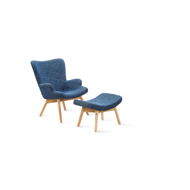 Fauteuil scandinave bleu en tissu patchwork - Stockholm