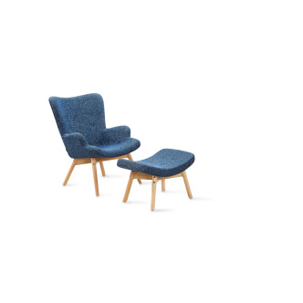 Fauteuil scandinave bleu en tissu patchwork - Stockholm