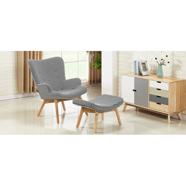 Fauteuil scandinave noir en tissu patchwork - Stockholm