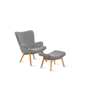 Fauteuil scandinave noir en tissu patchwork - Stockholm