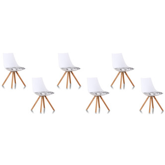 Lot de 6 chaises scandinaves motif journal Minsk - Prix fous !
