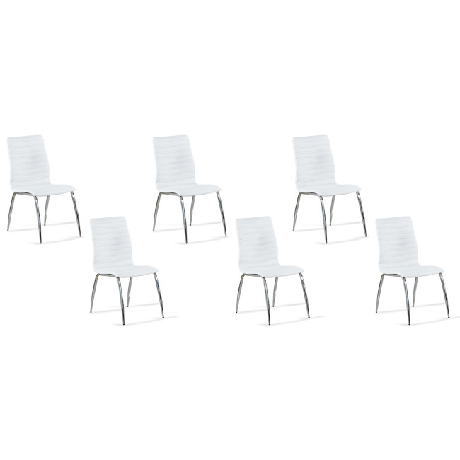 Lot de 6 chaises salle à manger blanches en simili - Londres