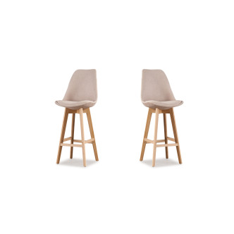 Tabouret de bar scandinave en tissu beige Gotteborg - Design Rétro