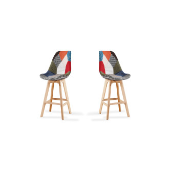 2 tabourets de bar en tissu patchwork Gotteborg - Stocks limités !