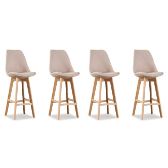 Lot de 4 tabourets de bar en tissu beige - Gotteborg 