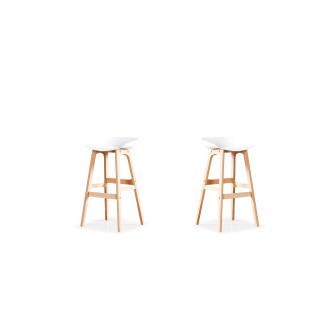 Lot de 2 tabourets scandinaves blancs Bera |DESIGNETSAMAISON