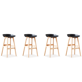 Lot de 4 tabourets scandinaves noirs Bera - Style Nordique