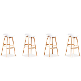 Lot de 4 tabourets scandinaves blancs Bera