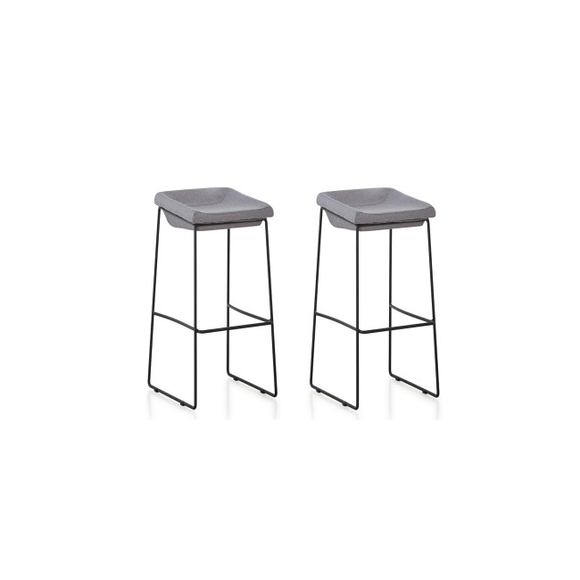Lot de 2 tabourets de bar en tissu gris Udinese - Prix Discount