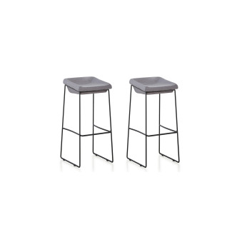 Lot de 2 tabourets de bar en tissu gris Udinese - Prix Discount