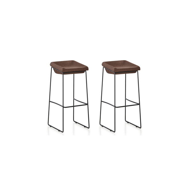 Lot de 2 tabourets de bar en tissu marron - Udinese