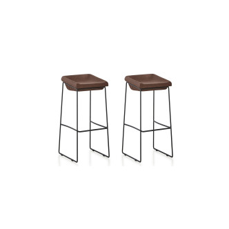Lot de 2 tabourets de bar en tissu marron - Udinese