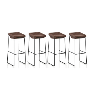 Lot de 4 chaises hautes marrons - Udinese | Offre en baisse
