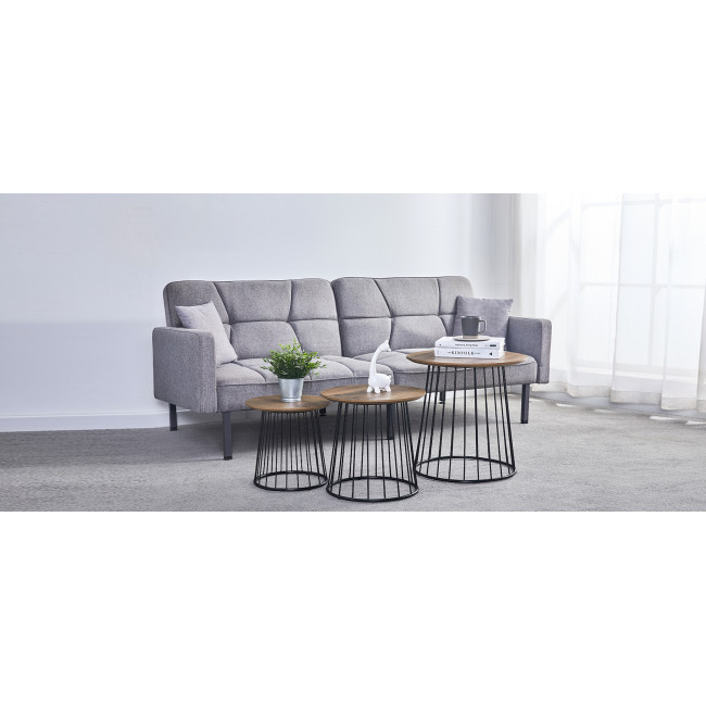 Lot de 3 tables d’appoints en bois et métal Orlia | Destockage massif !