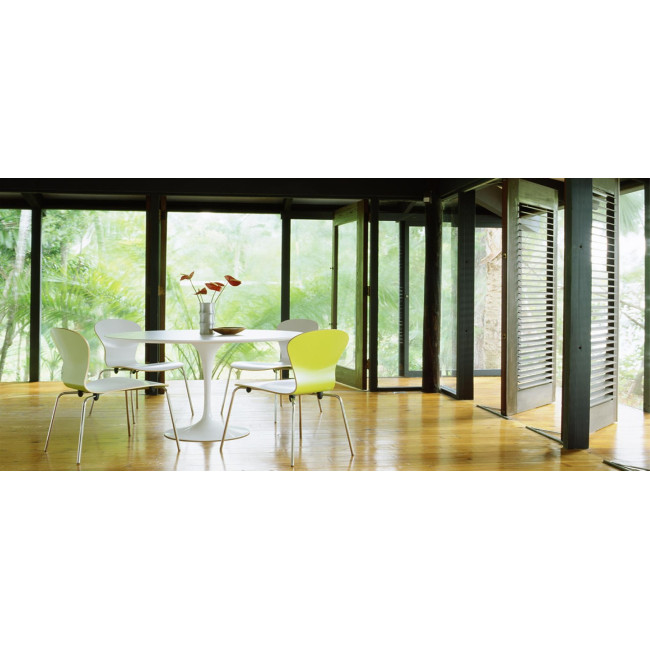 Table blanche ronde laquée 90cm Tulipe - Prix Choc !