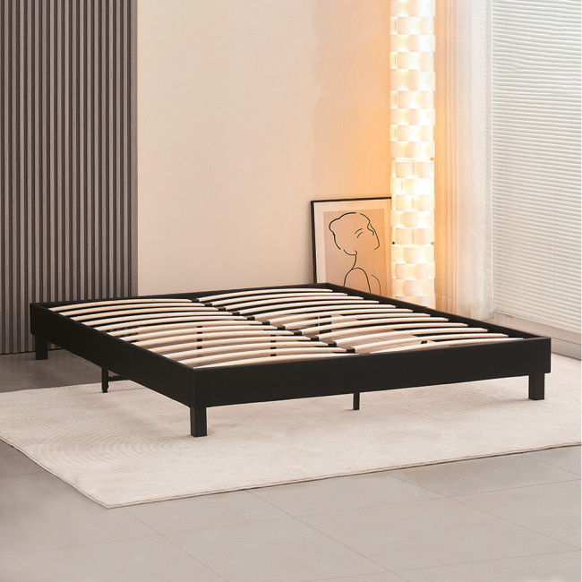 Lit simili noir avec sommier intégré  – Nocta