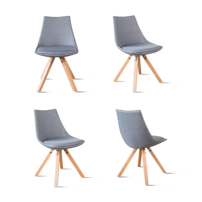 Lot de 4 chaises scandinaves en tissu gris Minsk - Prix Discount
