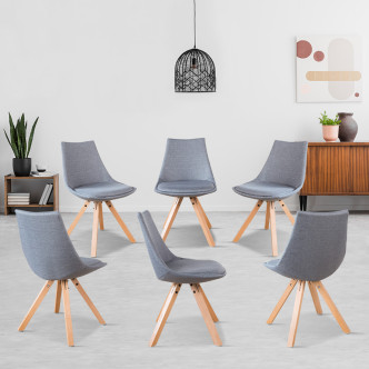 Lot de 6 chaises de salle à manger grises Minsk - Tendance Scandinave
