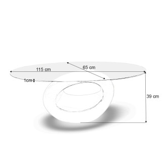 Table basse rouge et plateau en verre Symbiose - Design Original