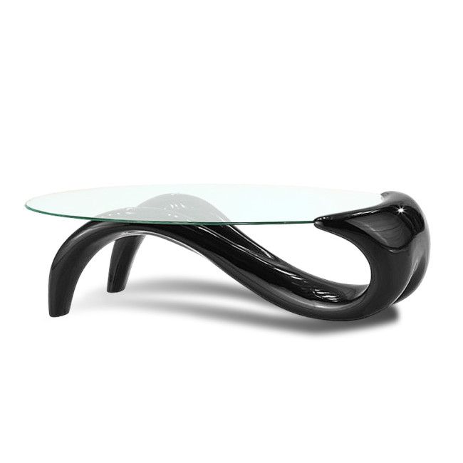 Table basse de salon noire en fibre de verre Wave -  Meilleur Prix Garanti !