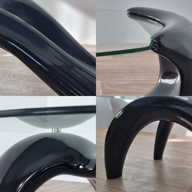 Table basse de salon noire en fibre de verre Wave -  Meilleur Prix Garanti !
