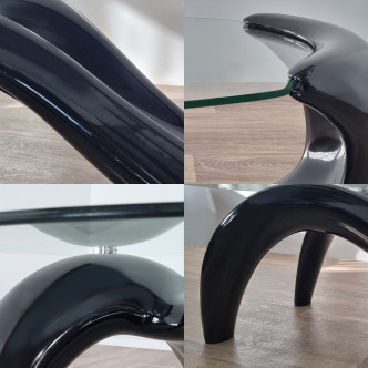 Table basse de salon noire en fibre de verre Wave -  Meilleur Prix Garanti !