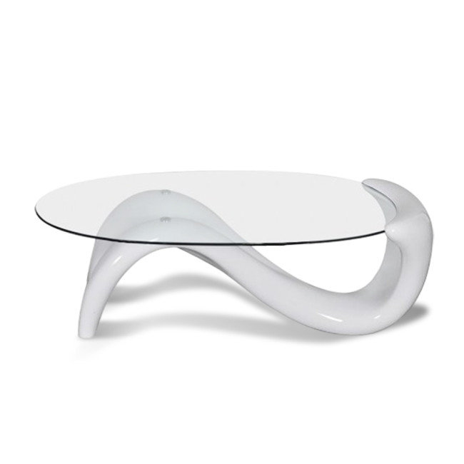 Table basse de salon blanche en fibre de verre - Wave