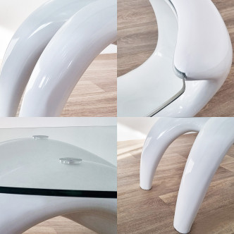 Table basse de salon blanche en fibre de verre - Wave