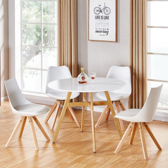 Table ronde scandinave blanche 80cm Umbria - Tendance Nordique