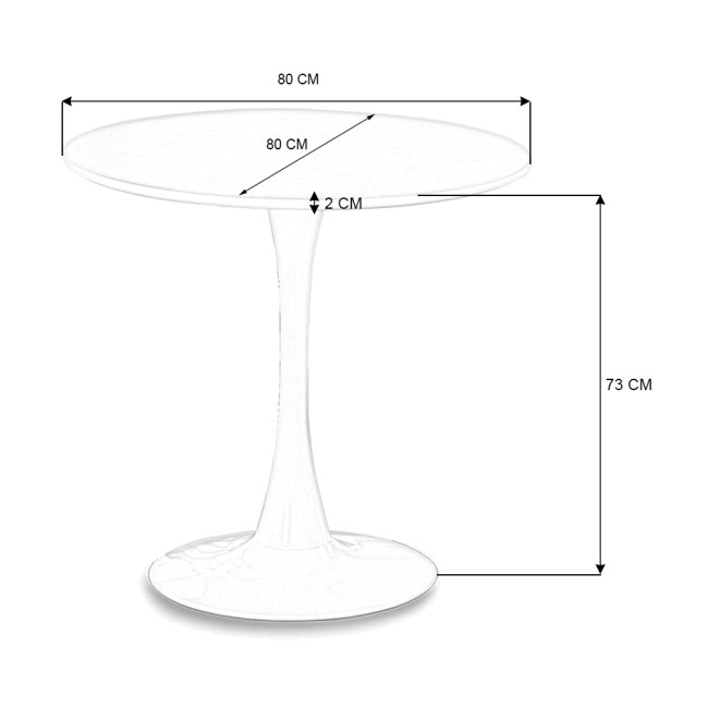 Table ronde blanche 80cm Abrezzo - Prix d'Usine