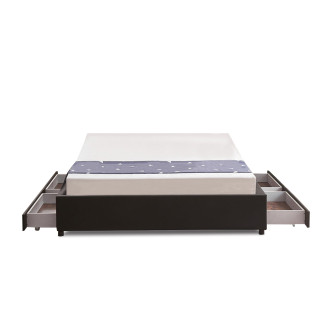 Lit 140x190 cm noir avec tiroirs de rangement et sommier - Nott