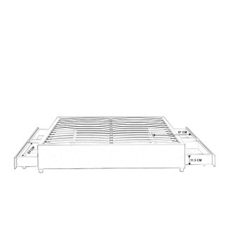 Lit 140x190 cm noir avec tiroirs de rangement et sommier - Nott