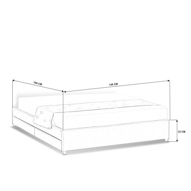 Lit 140x190 cm noir avec tiroirs de rangement et sommier - Nott