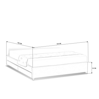 Lit 140x190 cm noir avec tiroirs de rangement et sommier - Nott