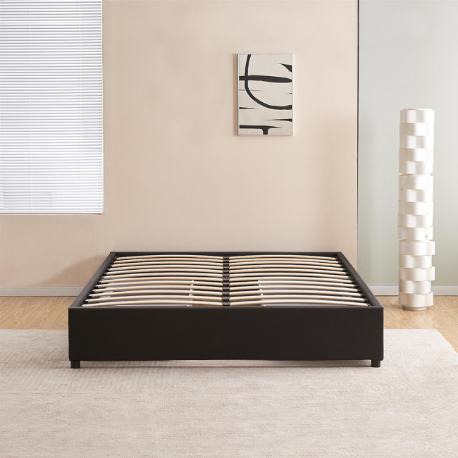 Lit 140x190 cm noir avec tiroirs de rangement et sommier - Nott